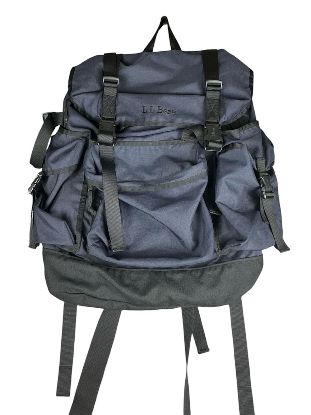 L.L.Bean Continental Backpack Men's Navy Canvas Outdoor Padded Rucksack Hiking